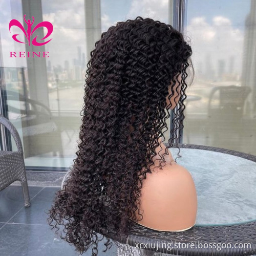 REINE Natural Human Hair Wigs For Black Women Brazilian Human Hair Frontal Lace  kinky curl Wig  double drawn human hair wigs